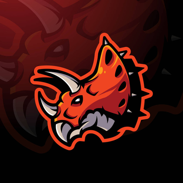 Vecteur de conception de logo de mascotte de Triceratops avec le style de concept d'illustration moderne pour l'insigne, l'emblème et les vêtements - Vecteur, image