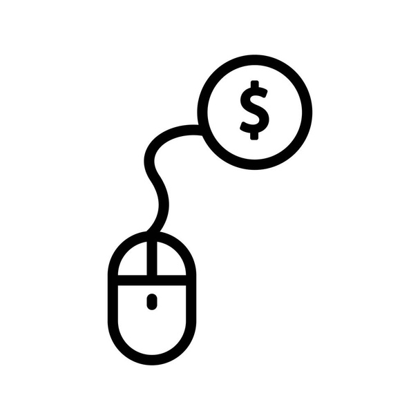 Linea di marketing online icona. mouse e dollaro. Simbolo aziendale. semplice illustrazione. Ictus modificabile. Modello di progettazione vettoriale - Vettoriali, immagini