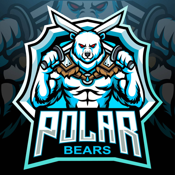 Μασκότ πολικής αρκούδας. σχεδιασμός λογότυπου esport - Διάνυσμα, εικόνα