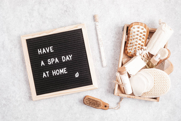 Home spa day idea. Eco friendly organic reusable self care accessories. - Photo, Image