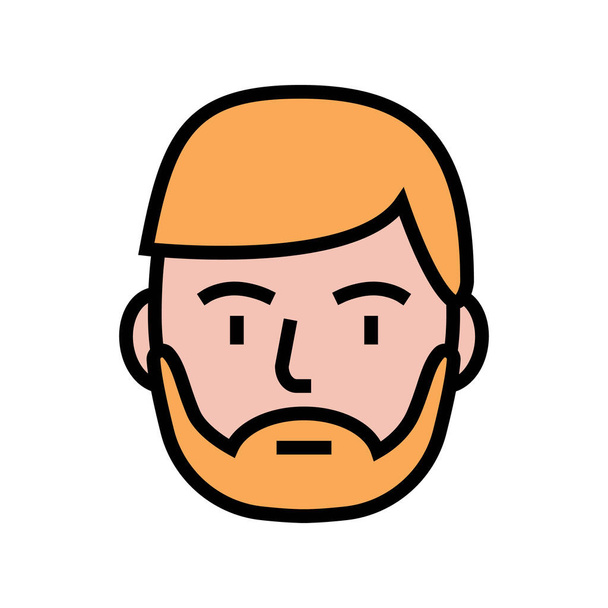 illustrazione vettoriale icona a colori uomo barbuto - Vettoriali, immagini
