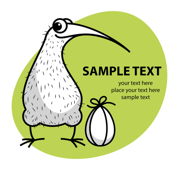 Cartoon kiwi bird with egg - Vector, imagen