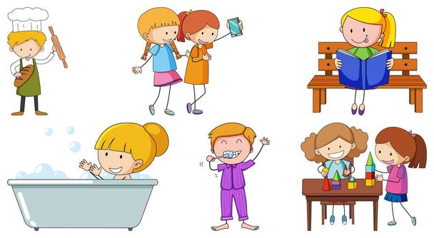 Set van vele kinderen die verschillende activiteiten illustratie - Vector, afbeelding
