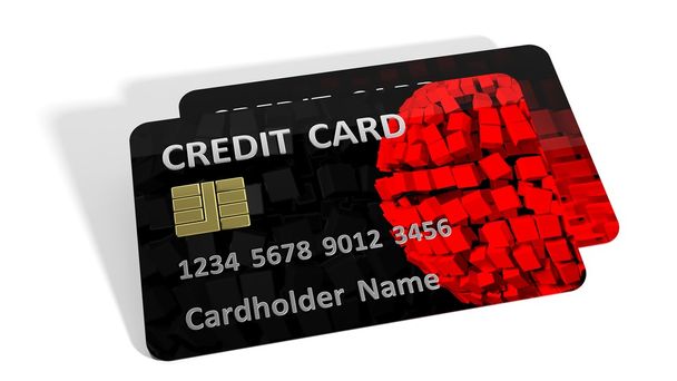 twee zwarte creditcards geïsoleerd op wit  - Foto, afbeelding