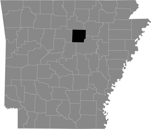 Negro destacó mapa de ubicación del condado de Cleburne EE.UU. dentro de mapa gris del Estado Federal de Arkansas, EE.UU. - Vector, imagen
