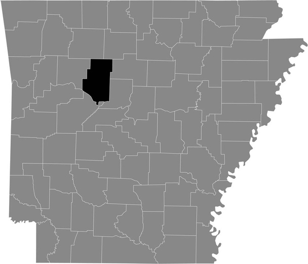 Negro destacó mapa de ubicación del condado Papa de EE.UU. dentro de mapa gris del Estado Federal de Arkansas, EE.UU. - Vector, imagen