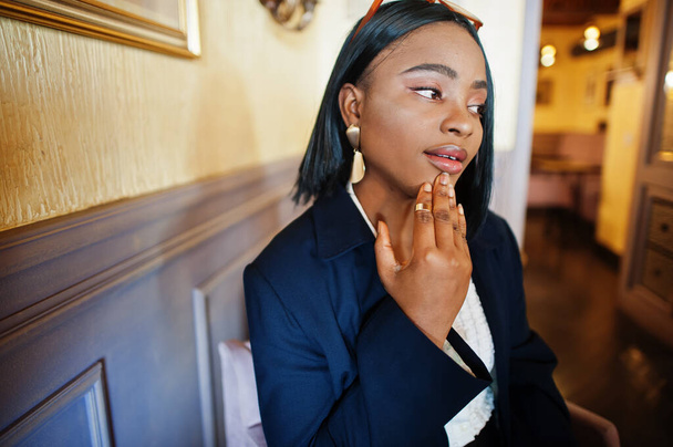 Young deaf mute african american woman using sign language. - 写真・画像