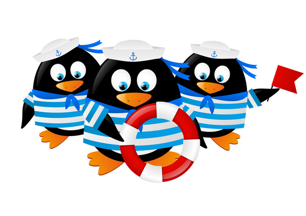 Cute penguin sailors isolated on white - Vector, Image