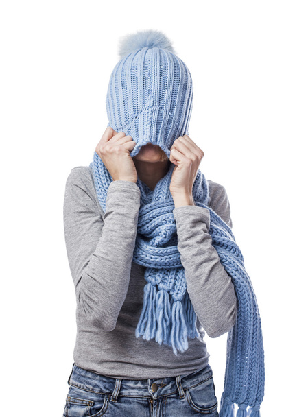 Woman covering head head - Foto, Imagem