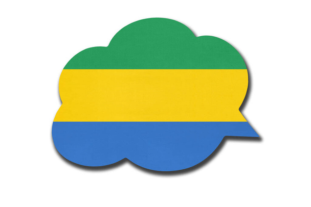3d puhekupla Gabonin tasavallan lippu eristetty valkoisella pohjalla. Puhu ja opi kieltä. Gabonin maan symboli. Maailman viestintämerkki. - Valokuva, kuva