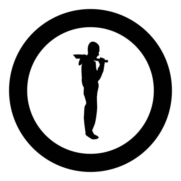 Man with sword machete Cold weapons in hand military man Soldier Serviceman in various positions Hunter with knife Fight poses Strong defender Warrior concept Weaponry Standing silhouette in circle round black color vector illustration solid outline  - Wektor, obraz