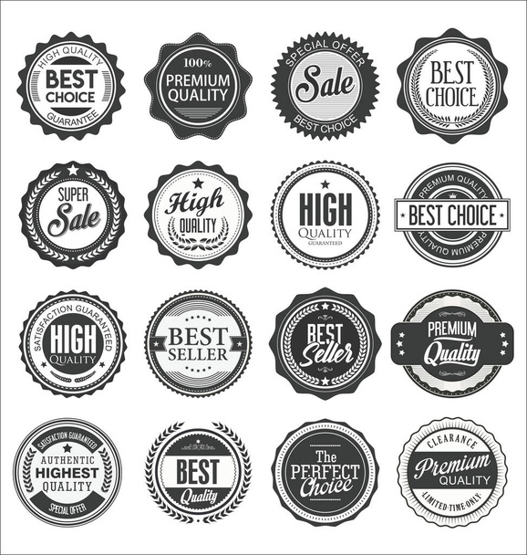 High quality vintage set of seals stamps and stickers  - Vector, afbeelding