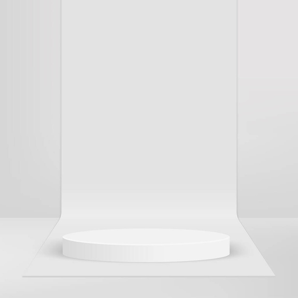 Fond abstrait avec podiums 3D géométriques de couleur blanche. Illustration vectorielle. - Vecteur, image