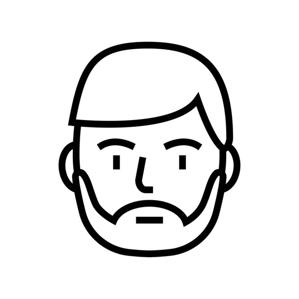 homem barbudo linha ícone vetor ilustração - Vetor, Imagem