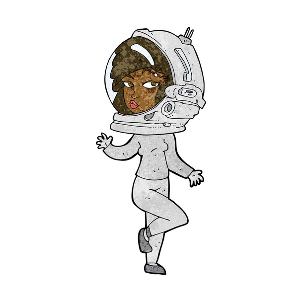 Cartoon-Frau mit Weltraumhelm - Vektor, Bild