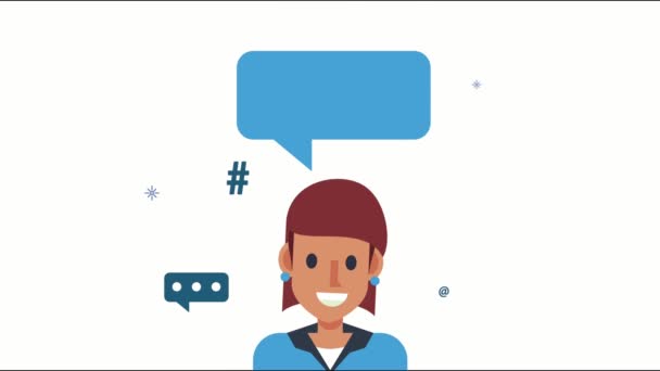 woman with social media animation - Footage, Video