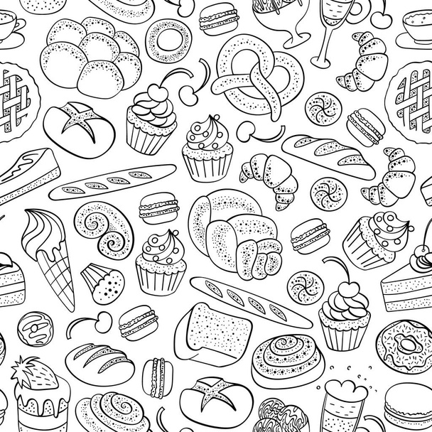 Bakery and pastry seamless pattern - Вектор, зображення