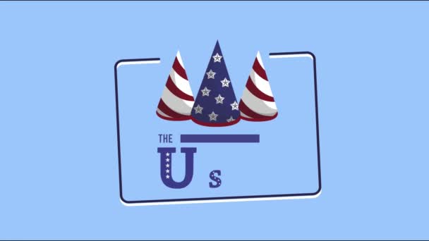 Estados Unidos da América bandeira em chapéus de festa - Filmagem, Vídeo