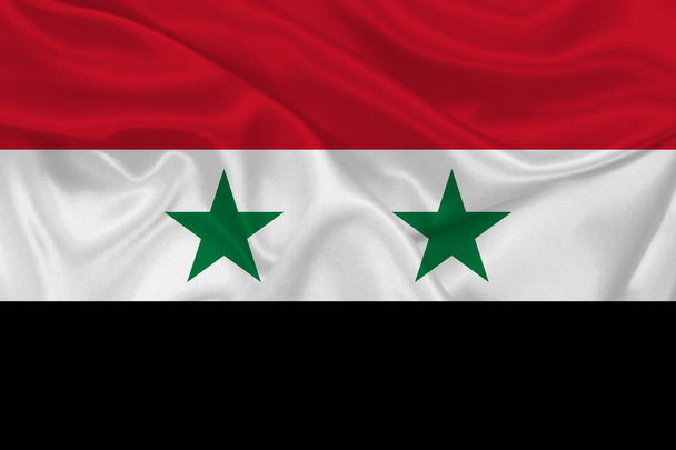 3D Σημαία της Συρίας σε ένα τσαλακωμένο ύφασμα. - Φωτογραφία, εικόνα