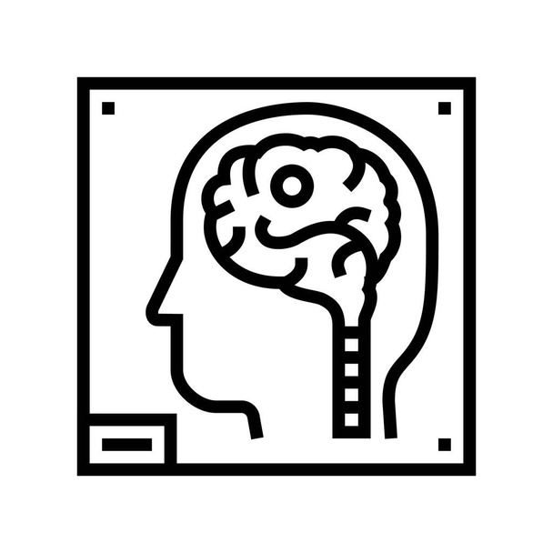 menselijk brein x-ray lijn pictogram vector illustratie - Vector, afbeelding