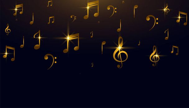 beautiful music sound golden notes background - Vector, Image