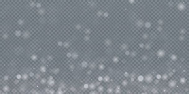 Абстрактний зимовий фон зі сніжинок, підірваних вітром на білому прозорому фоні
. - Вектор, зображення