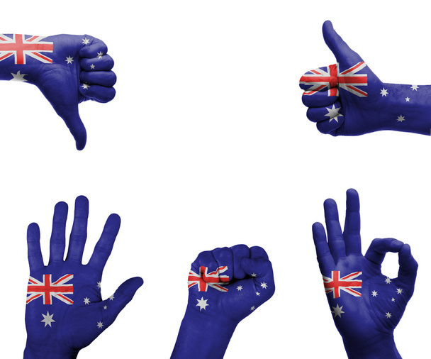 オーストラリアの国旗入り手 - 写真・画像