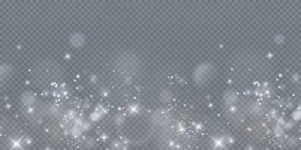 Bokeh Licht Lichter Effekt Hintergrund. Weihnachten Hintergrund von leuchtendem Staub Weihnachten glühendes Bokeh Konfetti und Funken Overlay Textur für Ihr Design. - Vektor, Bild