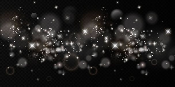 Bokeh light lights effect background. Christmas background of shining dust Christmas glowing bokeh confetti and spark overlay texture for your design. - Vector, Image