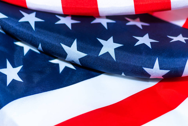 4 juli Onafhankelijkheidsdag Patriottische Symbolen USA. Nationale viering 4 juli federale feestdag Verenigde Staten. Amerikaanse vlag Sterren en strepen Rood, Wit en Blauw Old Glory Star-Spangled Banner - Foto, afbeelding