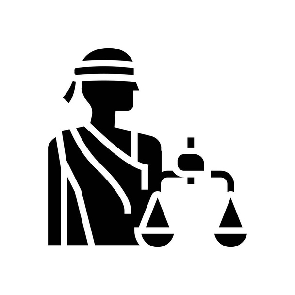 justitia legge glifo icona vettoriale illustrazione - Vettoriali, immagini