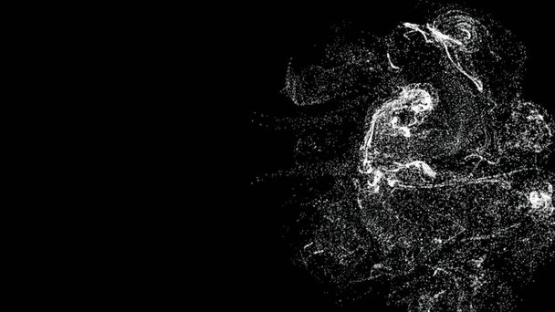 3D ilustrace - částice na černém pozadí. 3D vykreslování - Fotografie, Obrázek