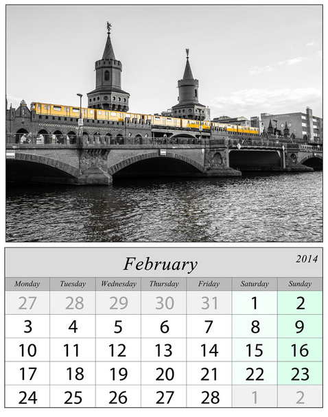 kalender februar 2014. berlin, deutschland. - Foto, Bild