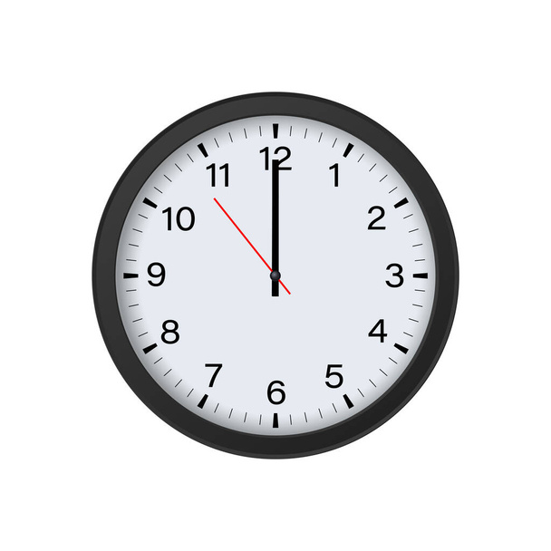 Relógio de parede redonda Mockup isolado no fundo branco, 12 horas. Ilustração vetorial - Vetor, Imagem