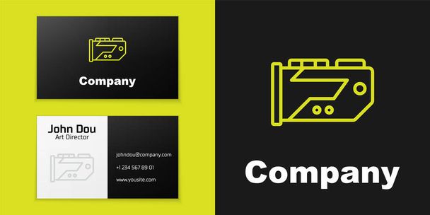 Logotype line Video graphic card icon isolated on black background. Logo design template element. Vector - Vector, Image