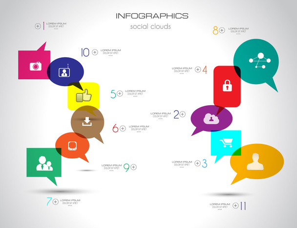 Social Media and Cloud concept Infographic background  - Вектор,изображение