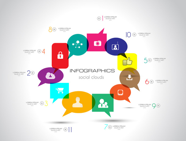Social Media and Cloud concept Infographic background  - Vecteur, image