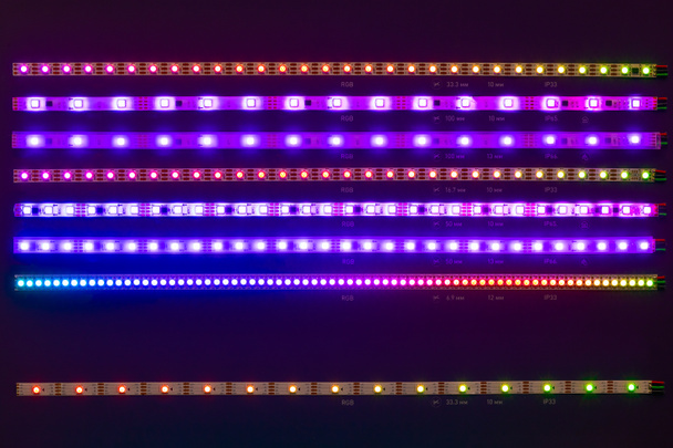 led strips purple lights on black background - Photo, Image