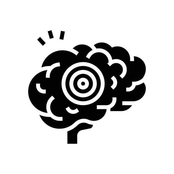 Gehirn Schmerz Glyphen Symbol Vektor Illustration - Vektor, Bild