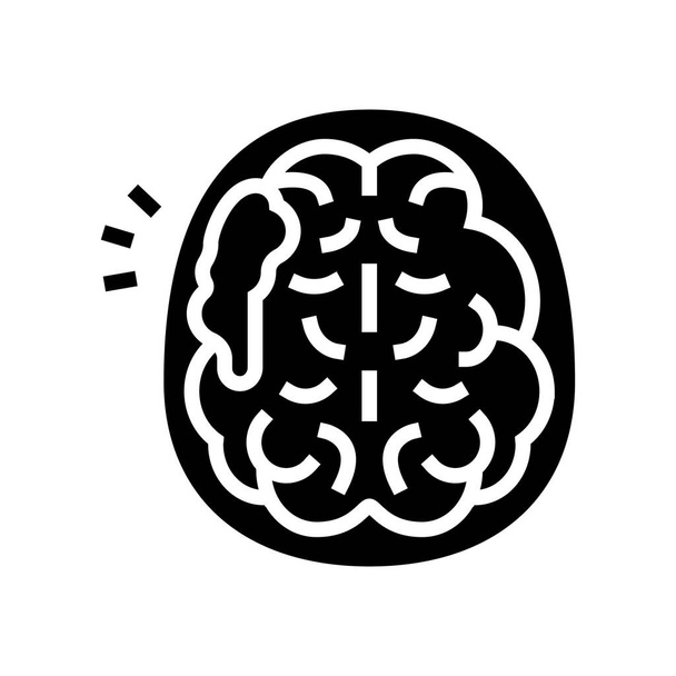 cérebro acidente vascular cerebral ícone de glifo vetor ilustração - Vetor, Imagem