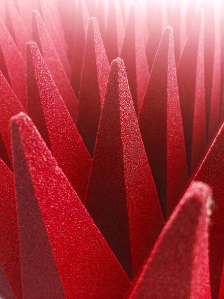Red soft hybrid pyramidal microwave and radio frequency absorbers close up - Photo, Image