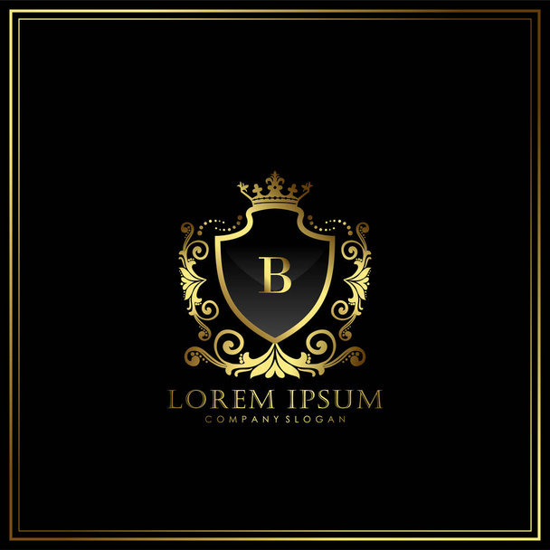 B Lettera iniziale modello di logo di lusso in vettore per ristorante, regalità, boutique, caffè, hotel, araldica, gioielli, moda e altre illustrazioni vettoriali - Vettoriali, immagini