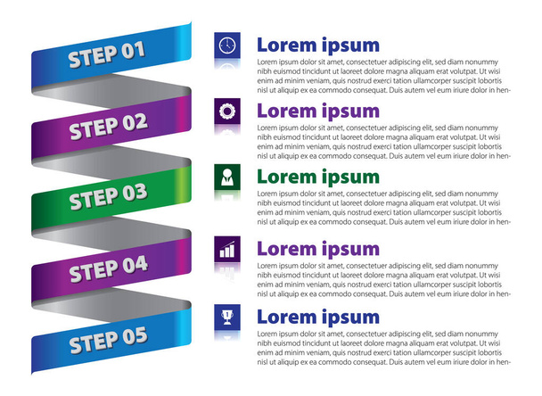 Infographic gradient colorful step with icon - Vector, Image