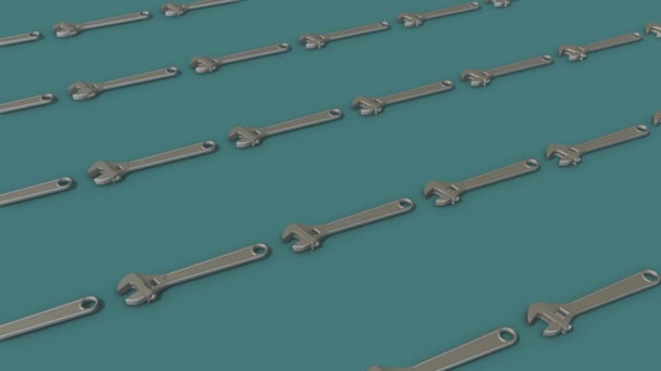 a lot of Adjustable Spanner Wrench in a row - Footage, Video