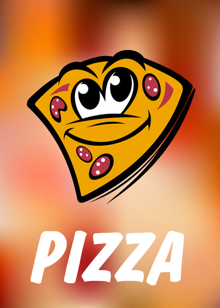 Divertente fetta di pizza cartone animato
 - Vettoriali, immagini