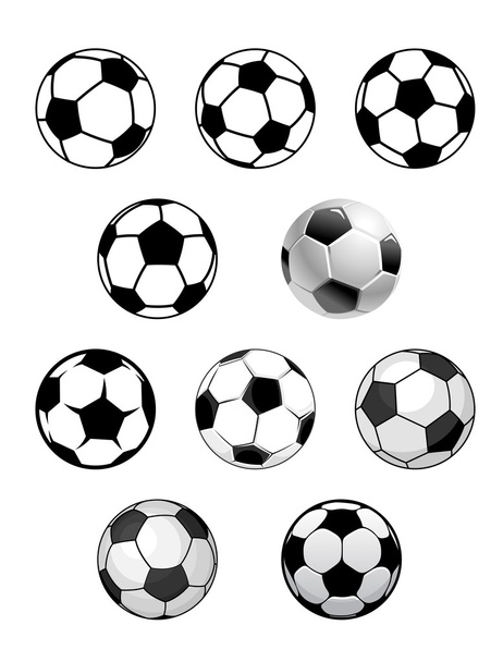 Set of soccer and football balls - Vector, Image