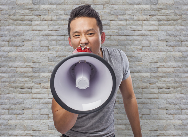 Man shouting with megaphone - Foto, immagini