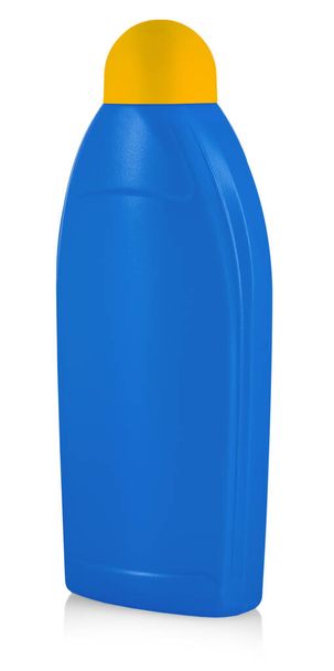крупним планом синя пластикова пляшка з рідиною для чищення. Ізольовані на білому
. - Фото, зображення