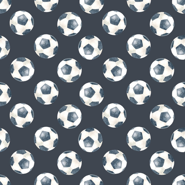 Бесшовный рисунок со спортивными мячами. Текстура для обоев, ткани, оберточной бумаги. - Фото, изображение