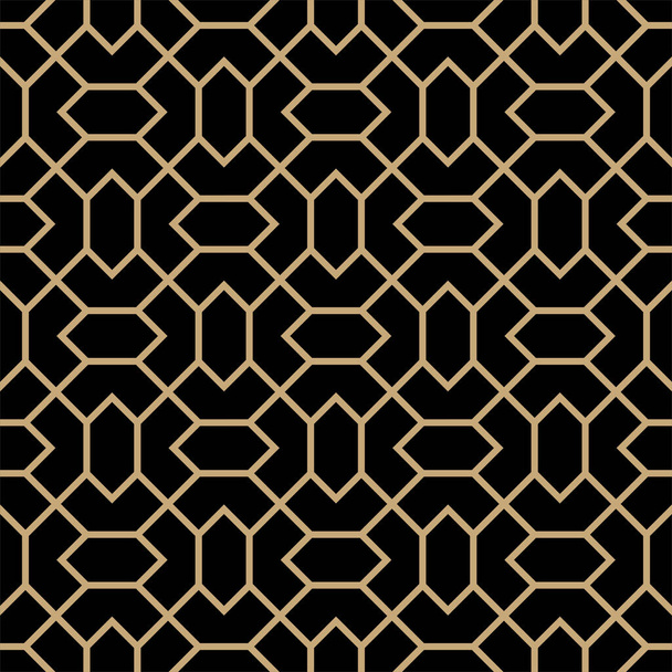 Abstracte geometrische patroon met lijnen, Een naadloze achtergrond. goud en zwarte textuur. Grafisch modern patroon - Vector, afbeelding